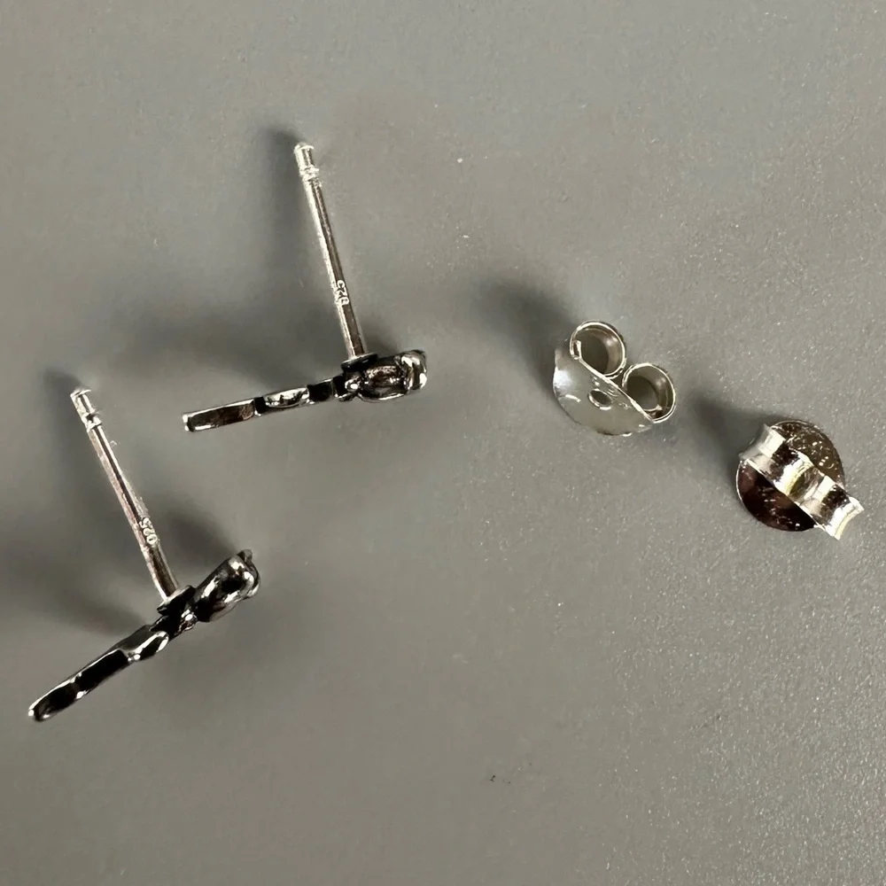 Sterling Silver Tiny Rose Stud Earrings